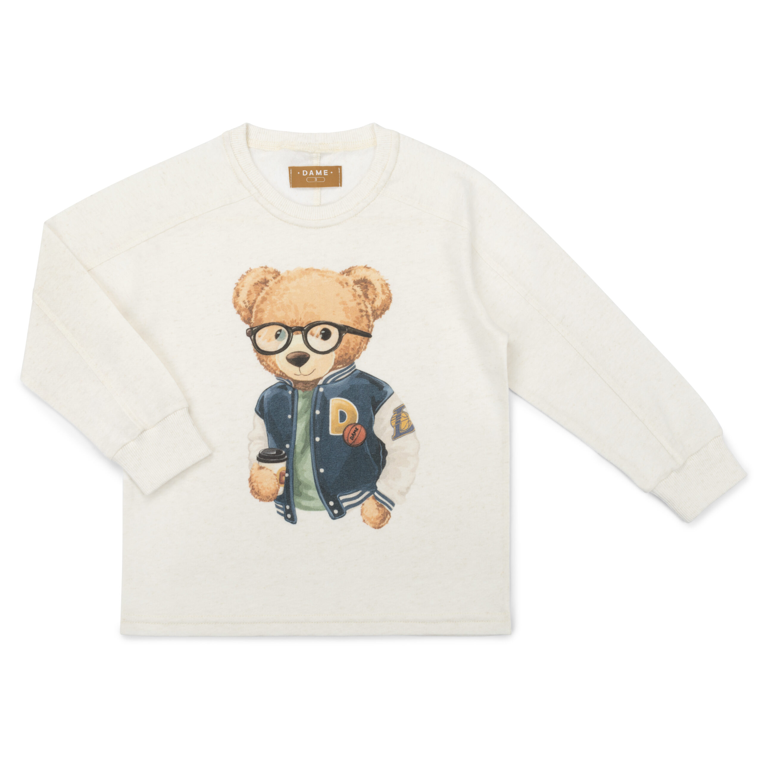 Camiseta Longa Urso College Off - Dame Mini